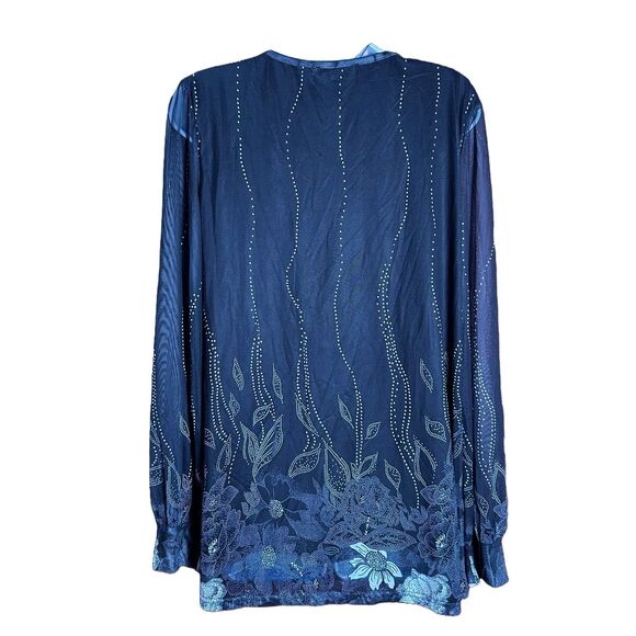 VALOLIA Women’s Size XL Scoop-‎ Neck Blouse Elegant Pattern NWT - Picture 3 of 5